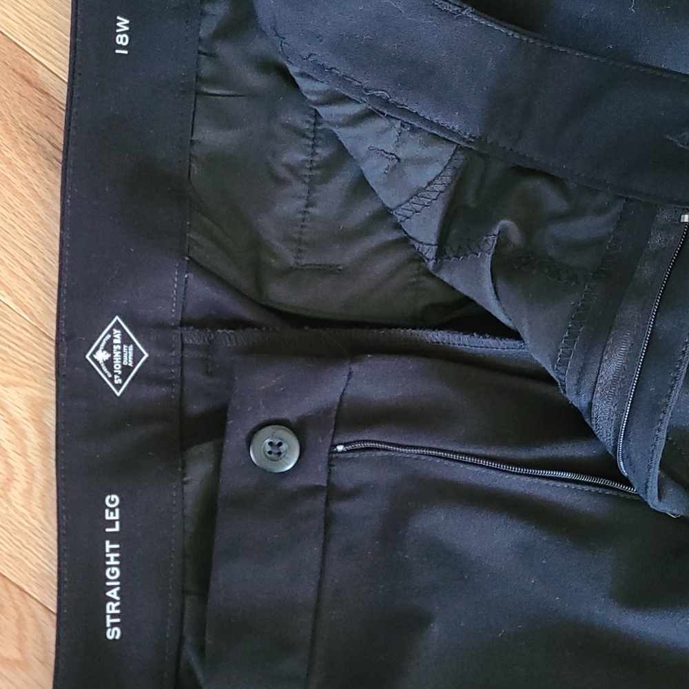 St. John's Bay Strt Leg Mid Rise Pants.  Sz 18W Black. Cotton/Spandex Blend NWOT - Picture 2 of 9